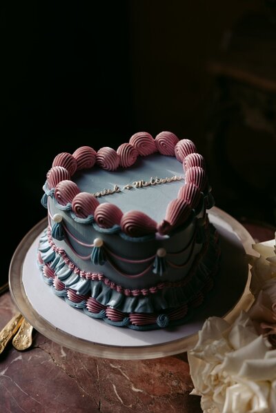 Elopement cake in a heart shape