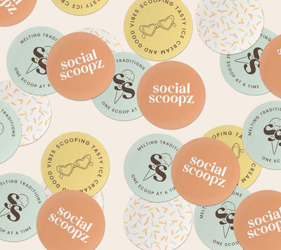 Brand guidelines for Social Scoopz ice cream bike brand identity