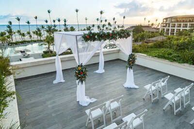 Elegant outdoor wedding ceremony site at a resort