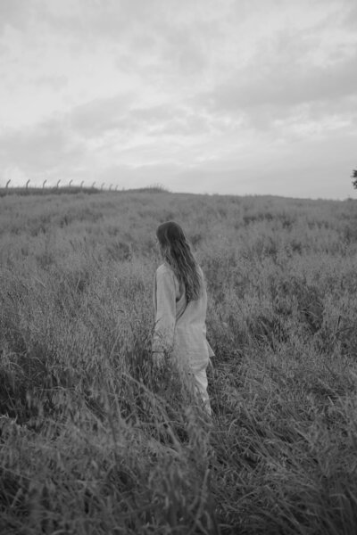 woman walking in the fields