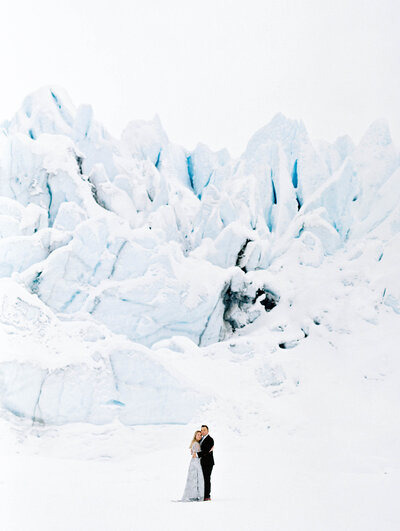 Alaska winter elopement glacier