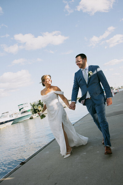 Wedding couple at Mission Boathouse in Beverly, MA