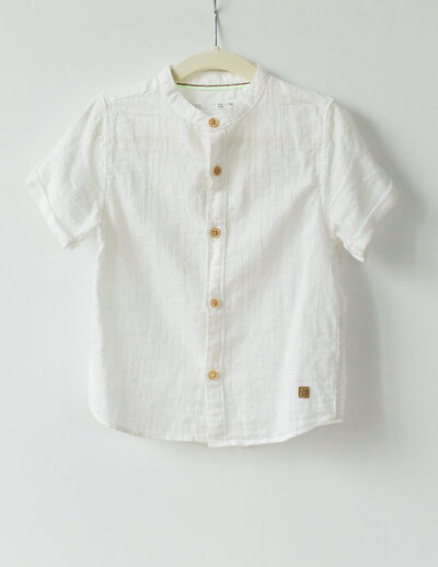 white linen short sleeved shirt for boys