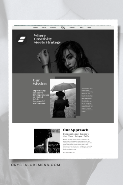 Minimalist and luxury-inspired, this Showit website template is perfect for visionary entrepreneurs who want an elegant brand.