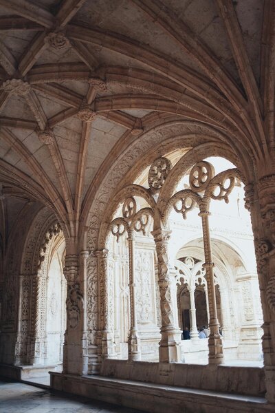 gothic arch in a hallway of a monastery in france