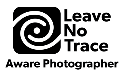 A Leave No Trace aware photographer badge in black and white