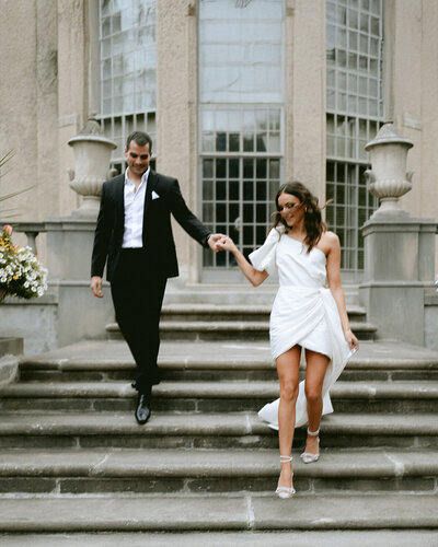 Montreal wedding couple standing with foreheads touching
