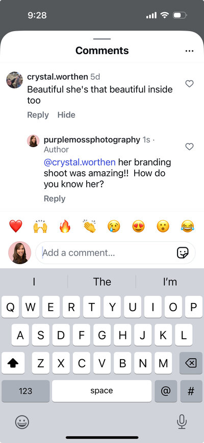 this is an image of an instagram comment page