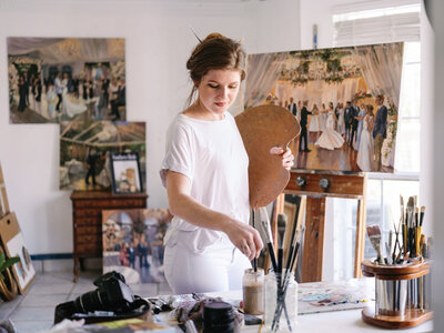 Stephanie Gaffney painting in her studio