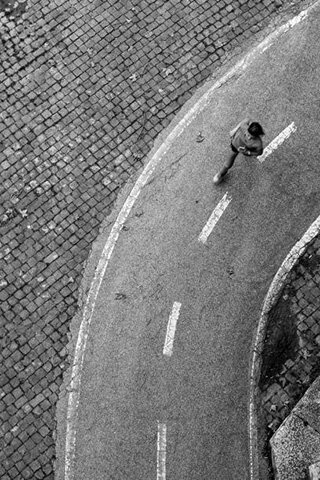 Aerial view of a runner 