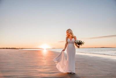 beach bride portraits for elopement