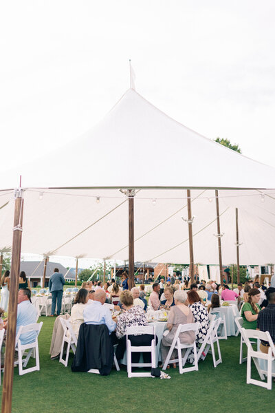 Wedding reception under sailcloth tent