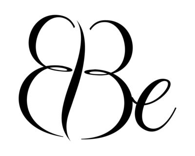 Logo written in script font in black and white