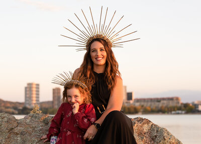 Mother and giggling daughter