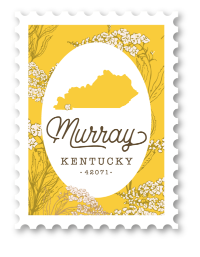 vintage stamp decal and sticker design for Murray, Kentucky tourism design by Amanda Newman Design in Paducah, Kentucky