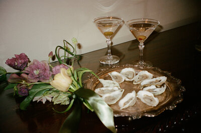 Martinis and oysters wedding reception photo