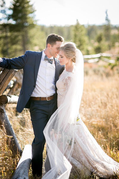 Wedding couple at Devil's Thumb Ranch