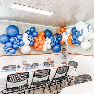 Blue & Orange Balloon Wall