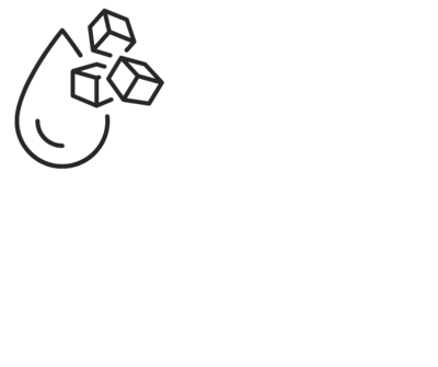 an outline of a water or blood drop and three sugar cubes to represent blood sugar regulation
