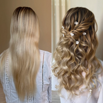 hair and makeup styling for bride's wedding
