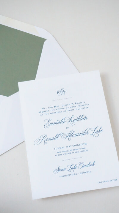 Gainesville GA semi-custom wedding invitations
