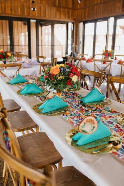 Colorful party decor with florals