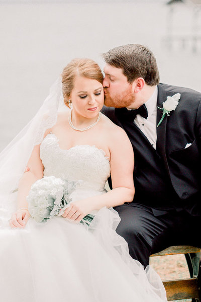 Bride and groom walk up memorial steps at their DC wedding