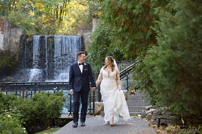 bride and groom in sunflowers at Dyments Glen Drummond Farm