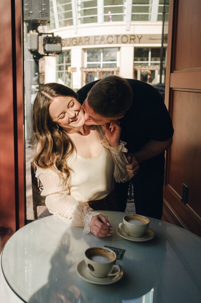 Atlanta engagement session in a cafe