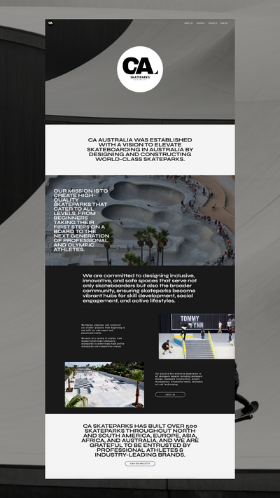 CA Skateparks Australia Homepage Framework