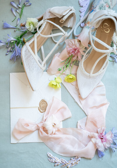 fine art wedding shoes and stationery