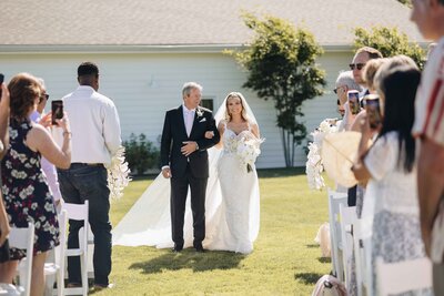 Bride & Father Walking Down Aisle - Mikayla & Mario | Harmony Meadows Wedding - Lake Chelan Wedding