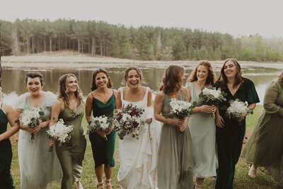 bride with bridesmaids