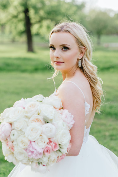 Bride with makeup and hair curled