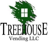 Treehouse Vending LLC logo featuring a tree with a window and bold black text