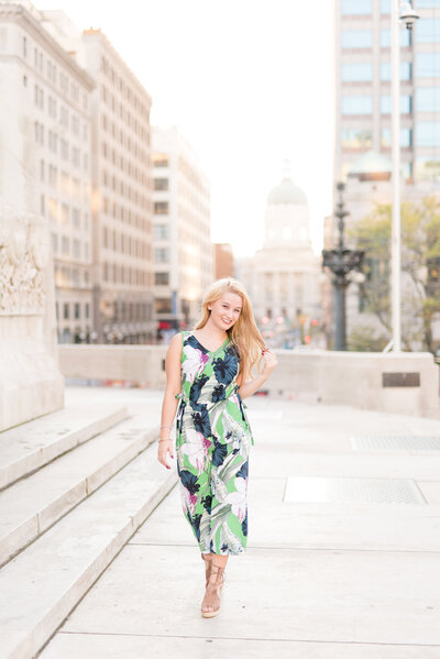 Girl walks towards camera.