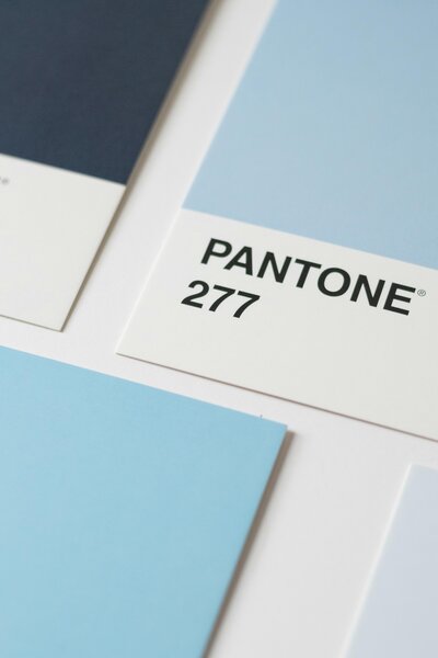 Pantone swatches in shades of blue for graphic design.