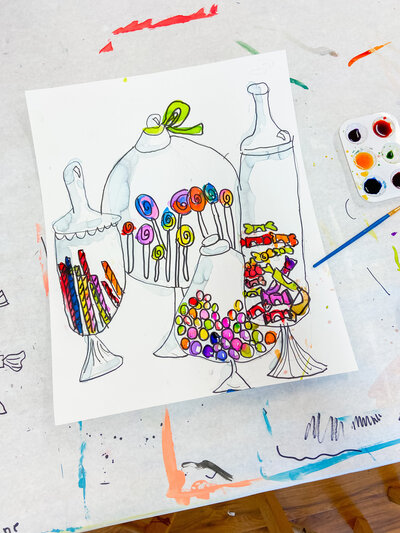 Kids drawing of candy jars