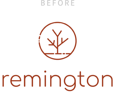 Before logo of Remington, with a tree illustration above.