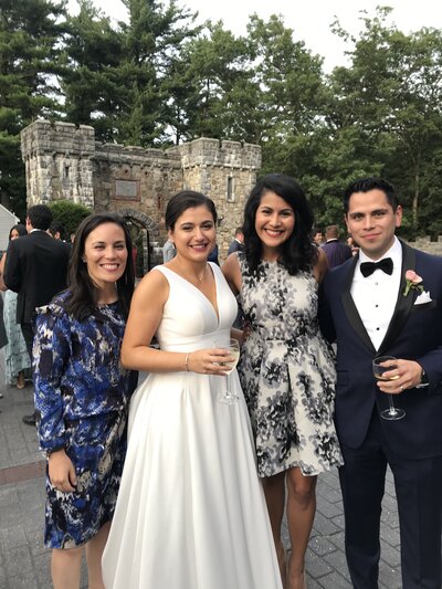 Ana and Gina at a castle wedding