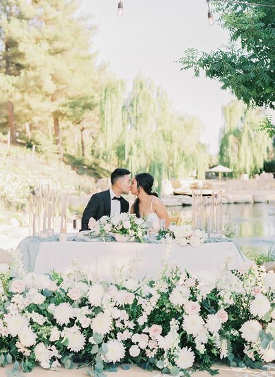 California wedding couple at reception