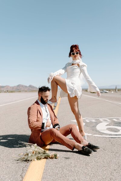 A vintage elopement at Roy's Motel in Palm Springs, California.
