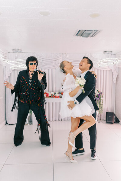 Bride and Groom Kissing  Intimate Wedding Las Vegas