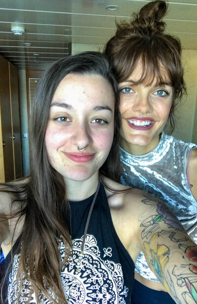 Potter sisters smiling portrait, these are your co-hosts at the 2025 Escape Artist Europe Aerial Retreat.