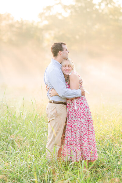 bride and groom embracing