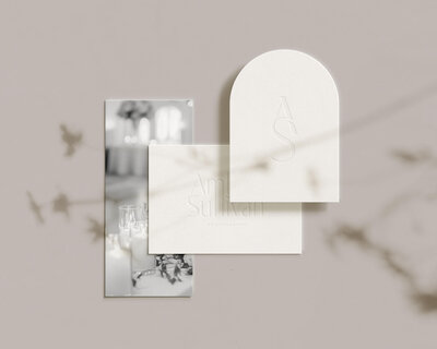 Photography brand design and AS monogram logo shown on card