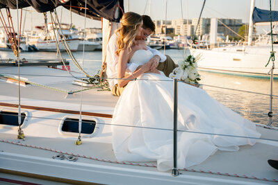 Sailboat elopement at the Ashley Harborage Marina in Charleston South Carolina