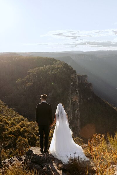 A bride and groom eloping in the Blue Mountains NSW