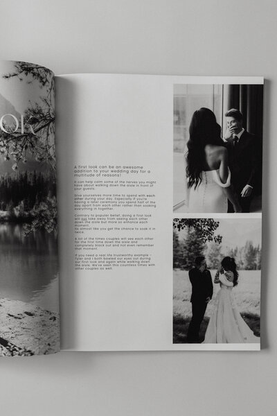 Black and white photo of Hannah Gracie Photo and Film Wedding Book.