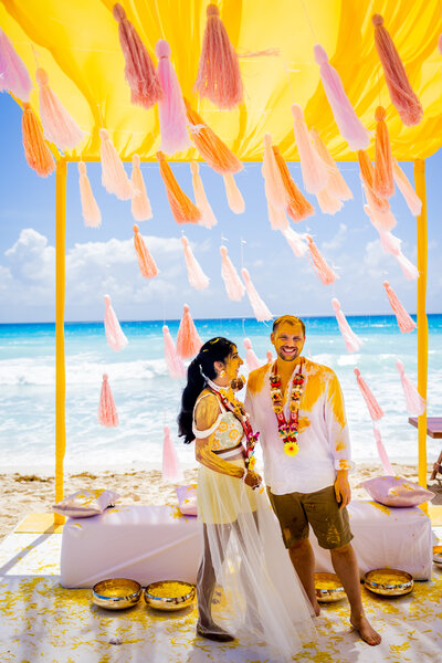 Indian Wedding Mendhi in Cancun filled with yellow, love, and laughter